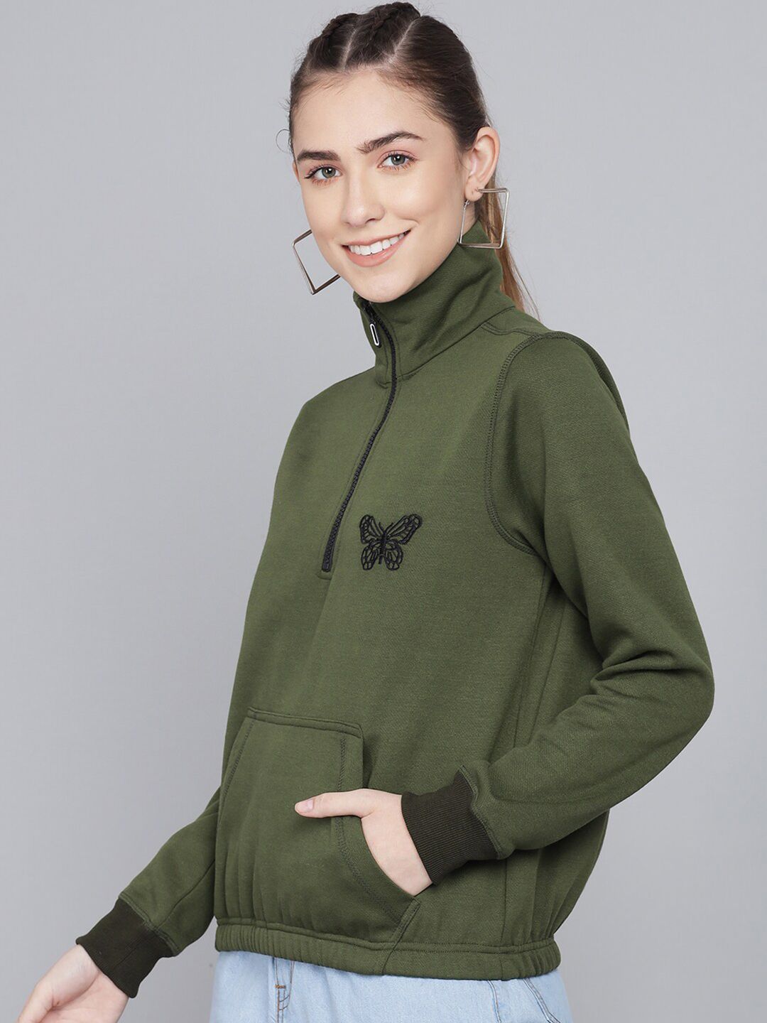 Kotty Women Olive Green Sweatshirt