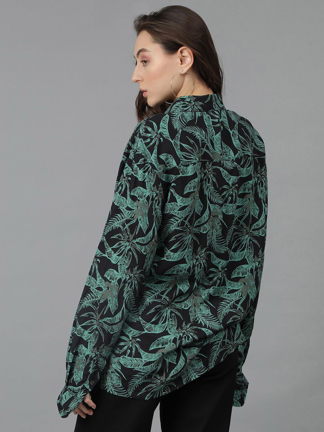 Kotty Women Spread Collar Floral Printed Cotton Oversized Casual Shirt