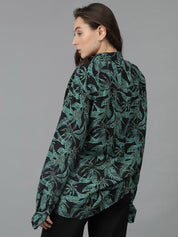 Kotty Women Spread Collar Floral Printed Cotton Oversized Casual Shirt