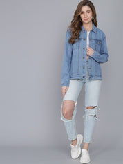 Kotty Women Blue Washed Denim Jacket