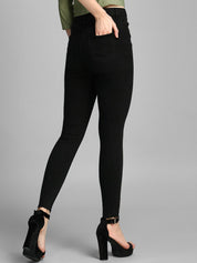 Kotty Women Black Skinny Fit High-Rise Slash Knee Jeans