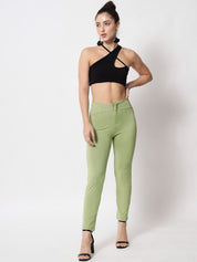 Kotty Women Relaxed Skinny Fit High-Rise Easy Wash Trousers