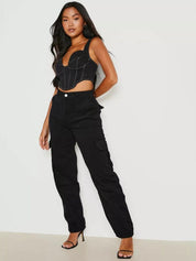 Kotty Women Black Jean Straight Fit High-Rise Stretchable Jeans