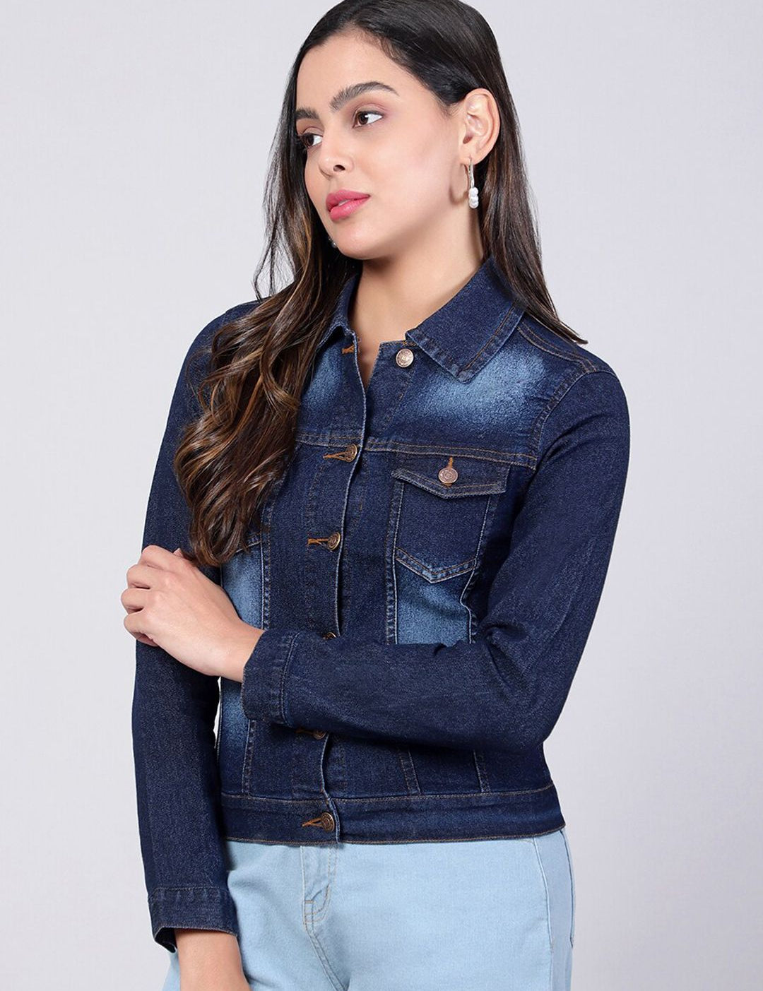 Kotty Women Washed Cotton Outdoor Denim Jacket 