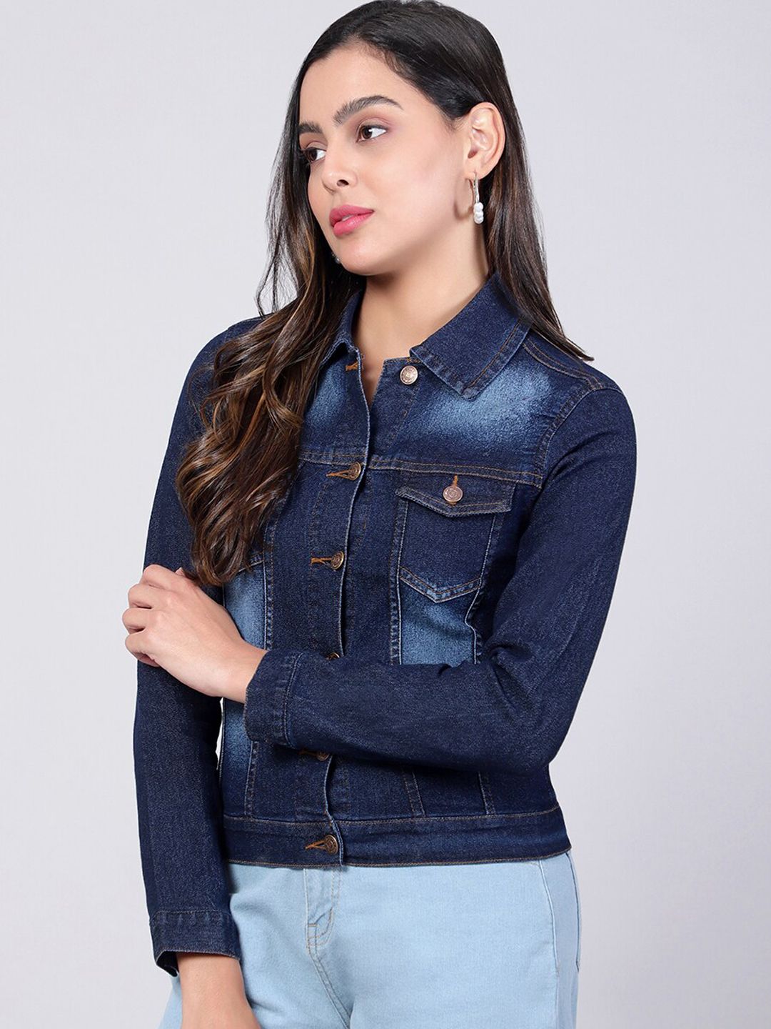Kotty Women Washed Cotton Outdoor Denim Jacket 