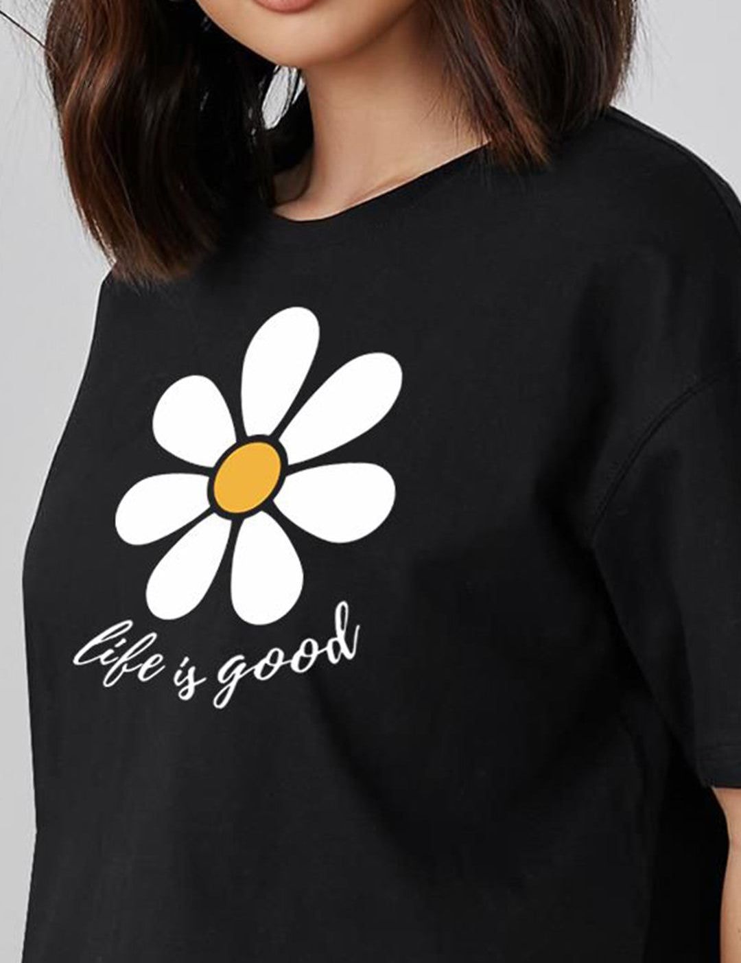 Kotty Floral Printed Cotton Oversized T-shirt