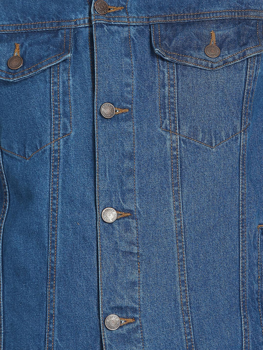 Kotty Men Blue Solid Denim Jacket