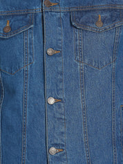 Kotty Men Blue Solid Denim Jacket