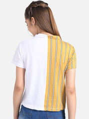 Kotty Women Yellow Colourblocked Pure Cotton Top