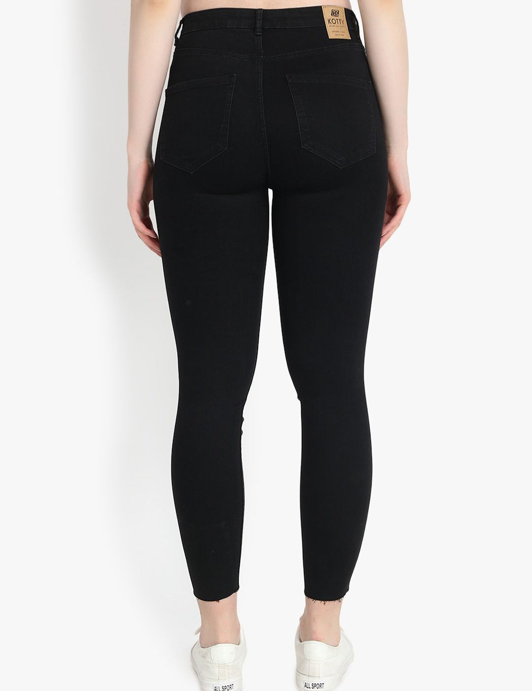 Kotty Women Black Skinny Fit High-Rise Slash Knee Jeans