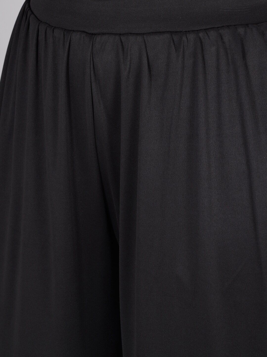 Kotty Women Black Flared High-Rise Pleated Parallel Trousers