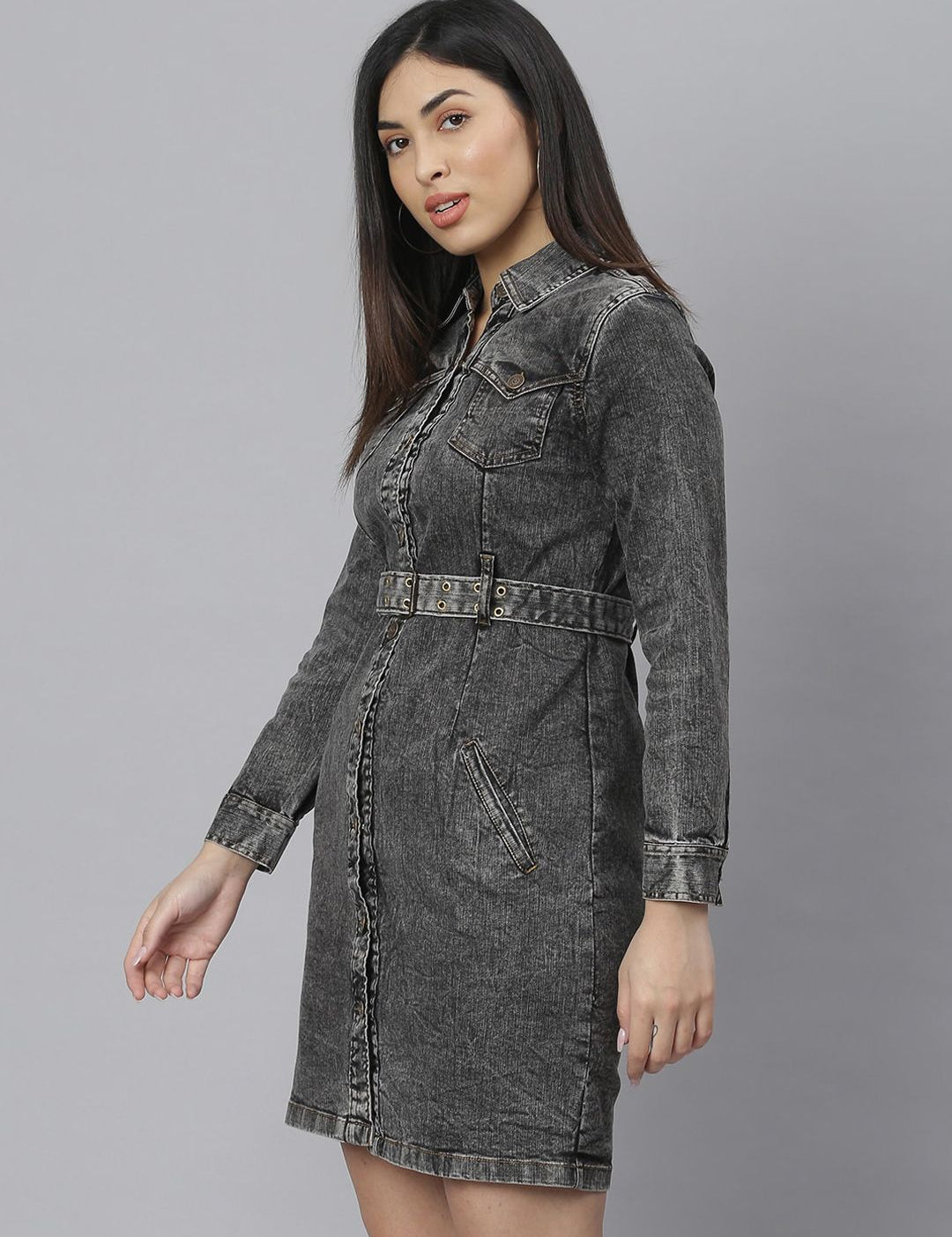 Kotty Women Black Solid Shirt Dress