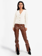 Kotty Women Ribbed V-Neck Cardigan