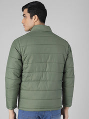 Kotty Men Olive Green Colourblocked Puffer Jacket