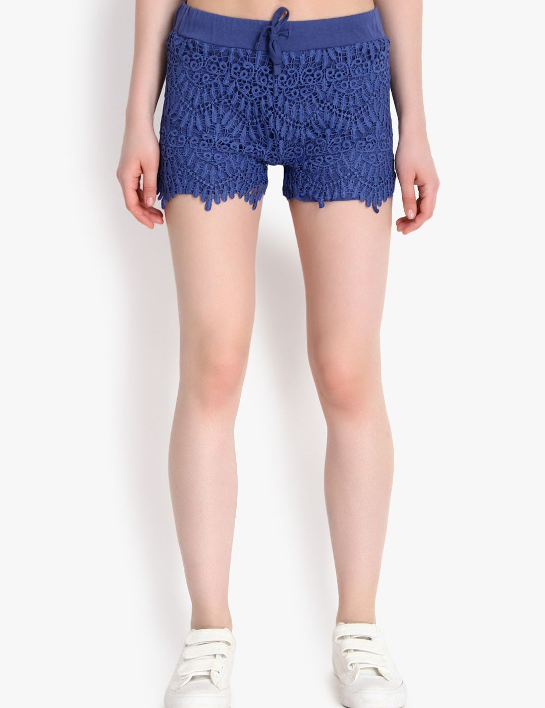 Kotty Women Blue Self Design Regular Fit Hot Pants