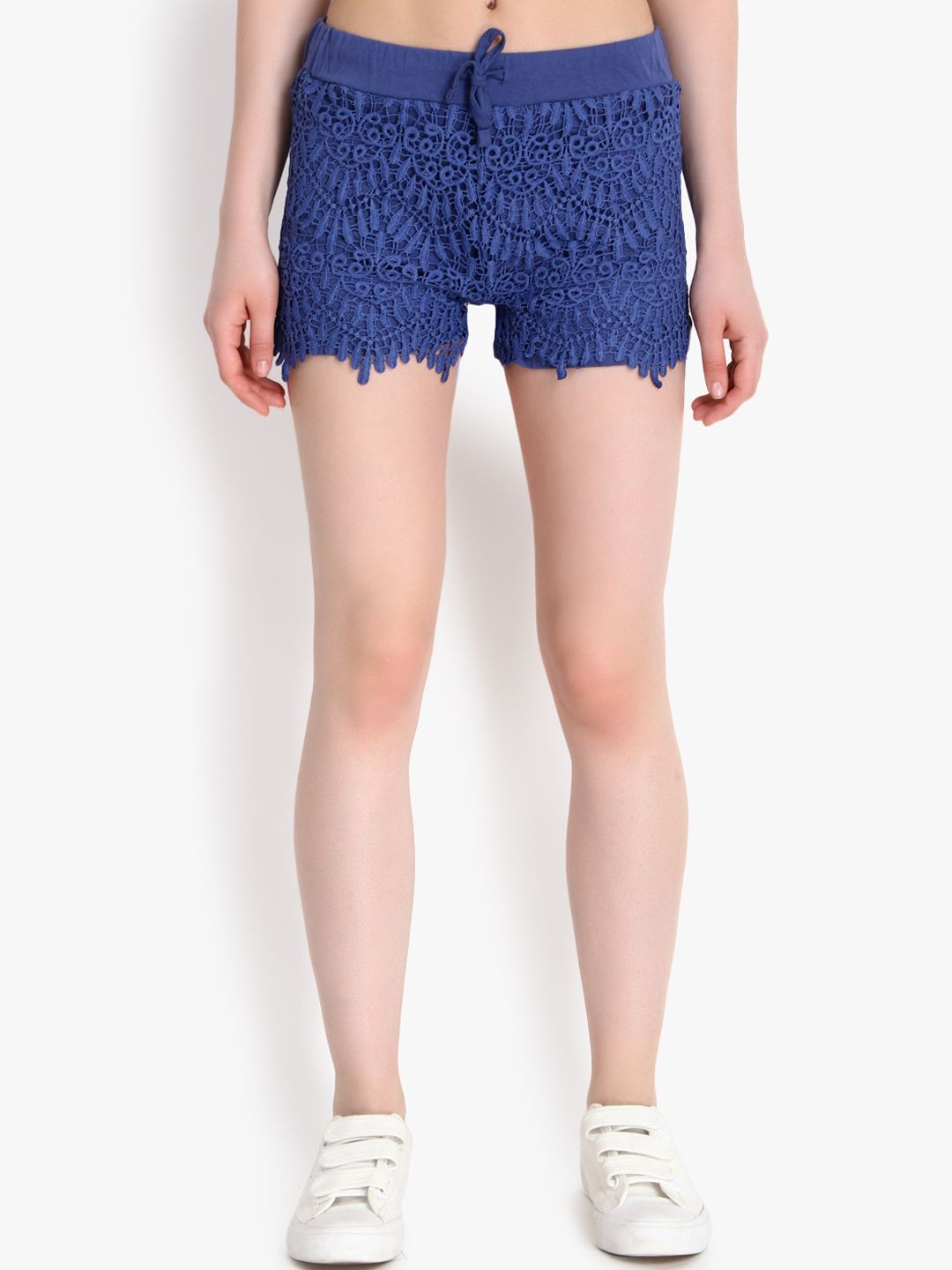Kotty Women Blue Self Design Regular Fit Hot Pants