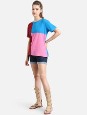 Kotty Women Multicoloured Colourblocked Round Neck T-shirt