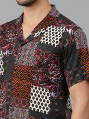 Kotty Men Cuban Collar Ethnic Motifs Printed Casual Shirt