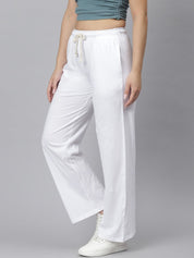 Kotty Women White Solid Straight-Fit Track Pants