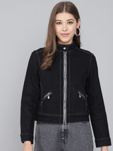 Kotty Women Black Crop Denim Jacket