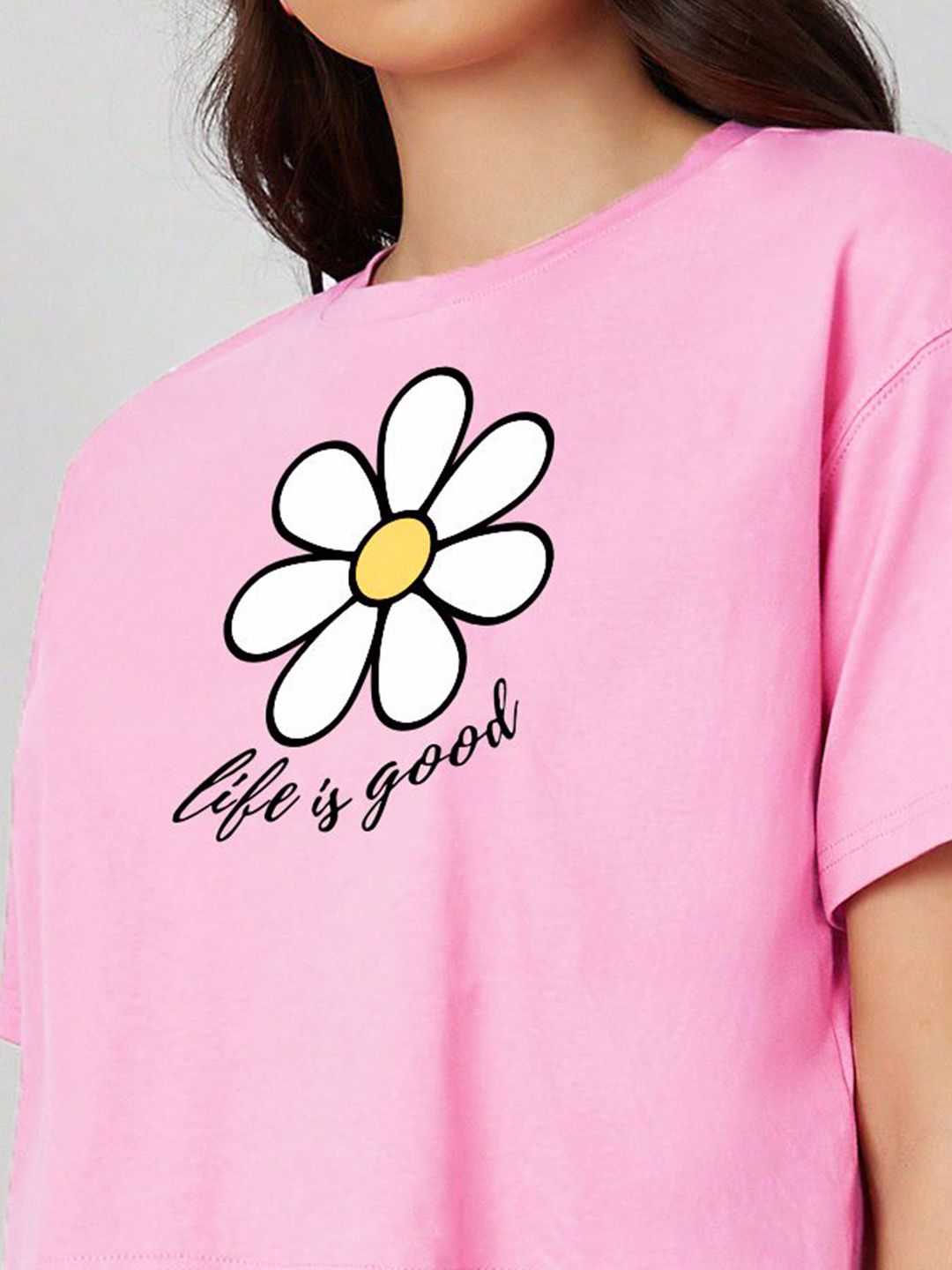 Kotty Floral Printed Oversized Cotton T-shirt