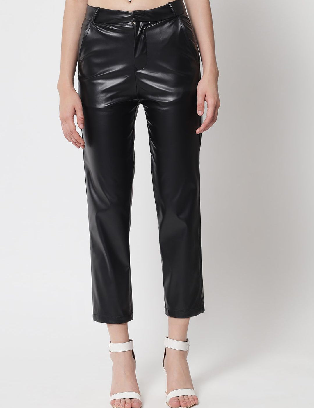 Kotty Women Black Relaxed Straight Fit Trousers