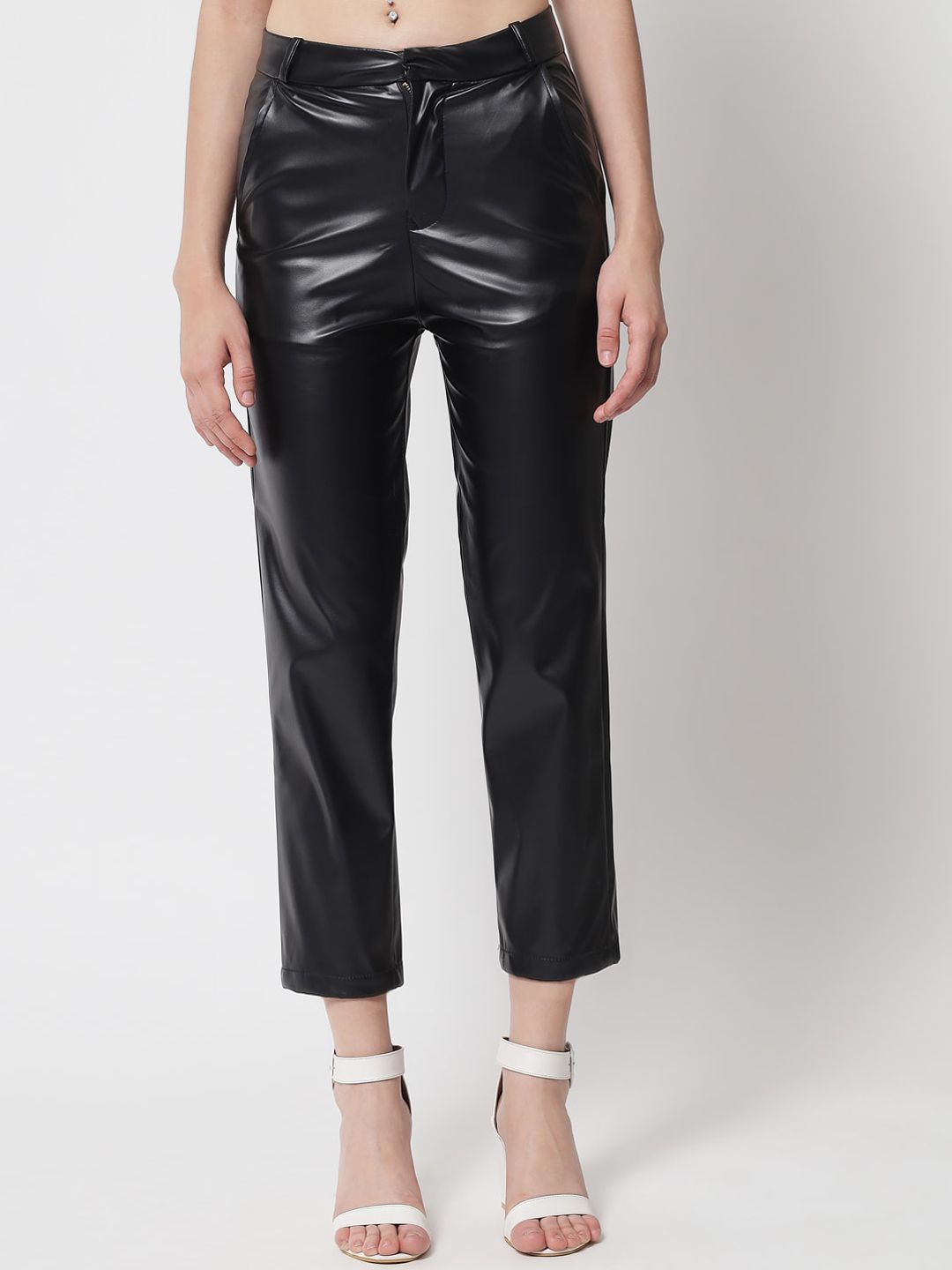 Kotty Women Black Relaxed Straight Fit Trousers