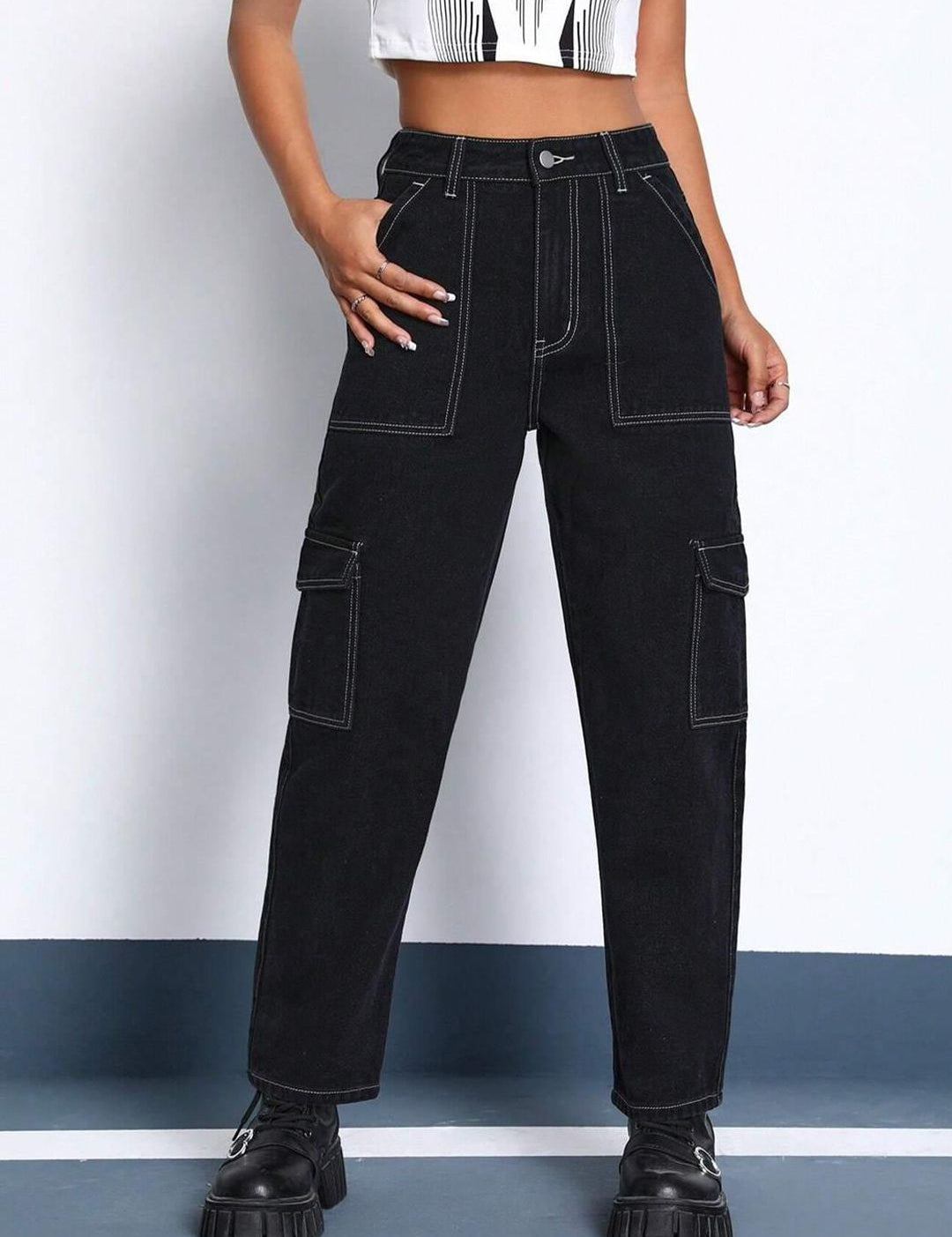 Kotty Women Black Jean Clean Look Straight Fit High-Rise Stretchable Jeans