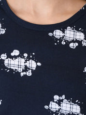 Kotty Women Navy Blue Printed Round Neck T-shirt