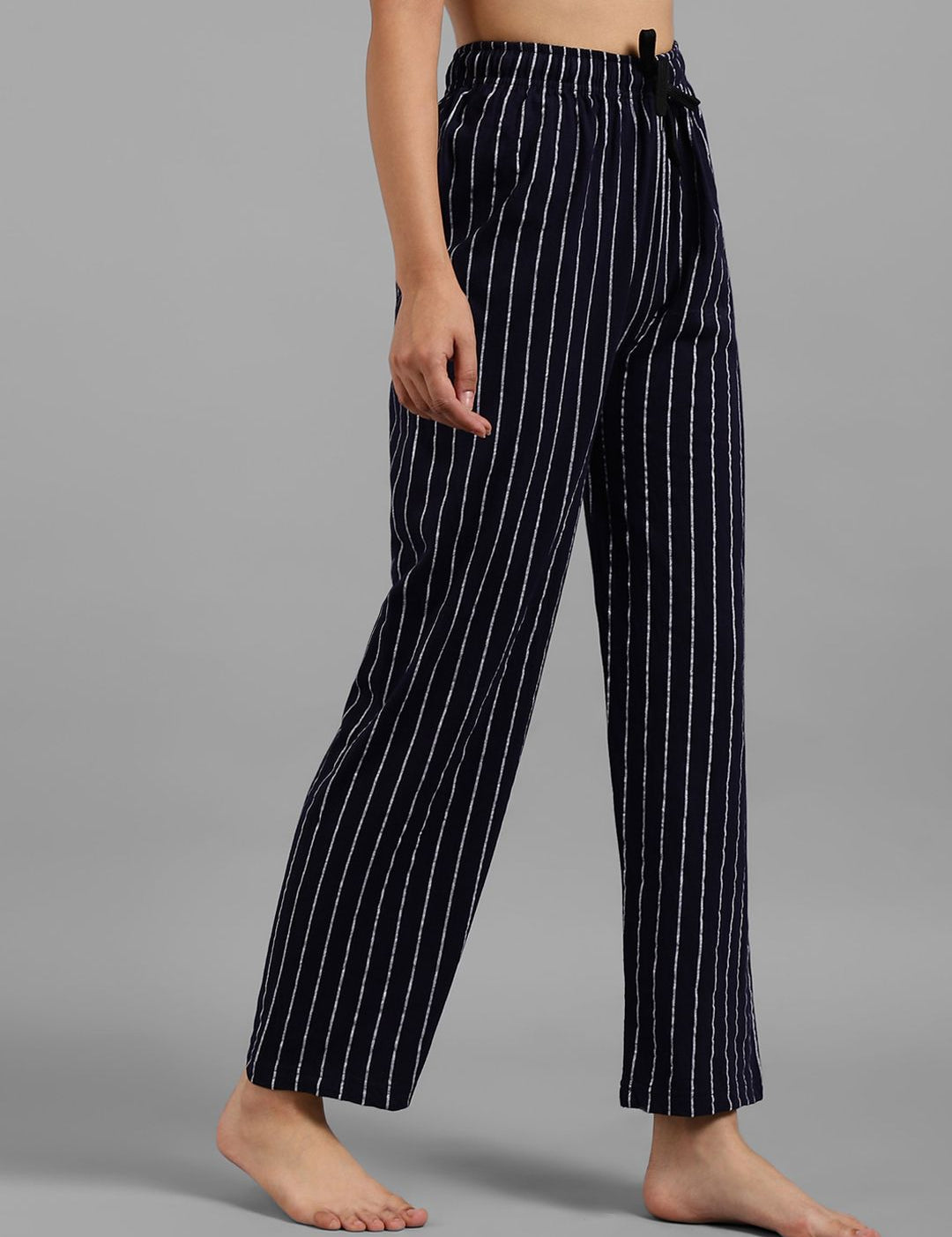 Kotty Women Navy Blue & White Striped Lounge Pants