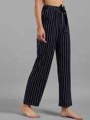 Kotty Women Navy Blue & White Striped Lounge Pants