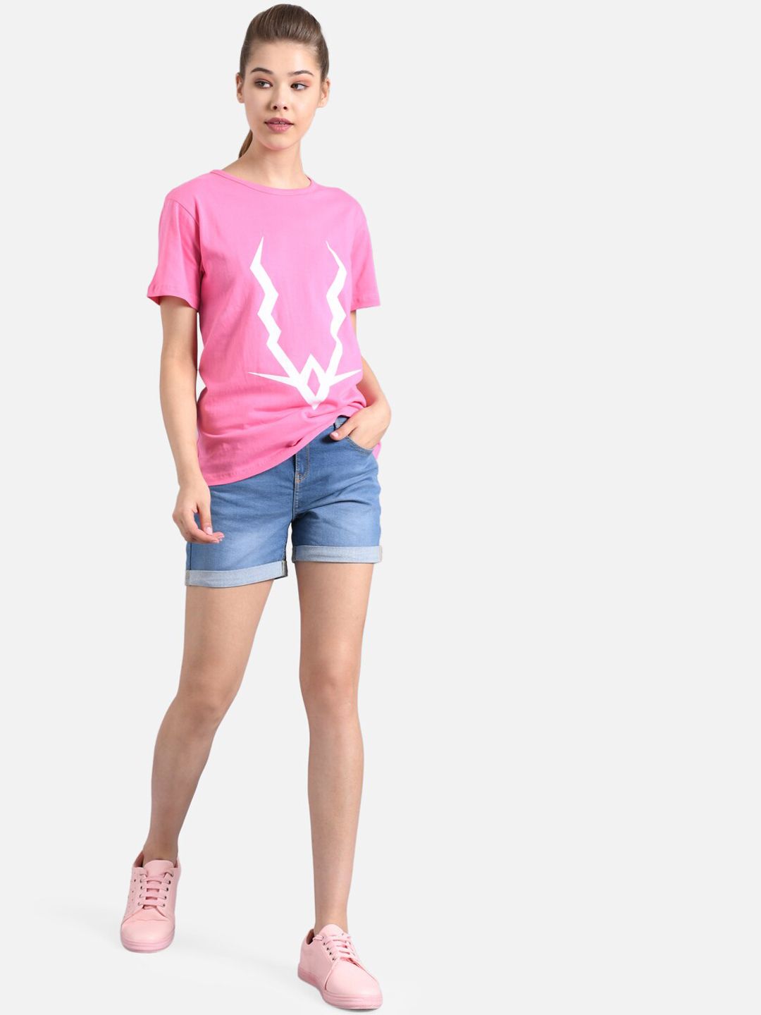 Kotty Women Pack Of 2 Printed Round Neck T-shirts