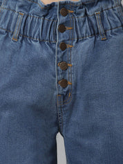 Kotty Women Navy Blue Boyfriend Fit High-Rise Cotton Clean Look Jeans