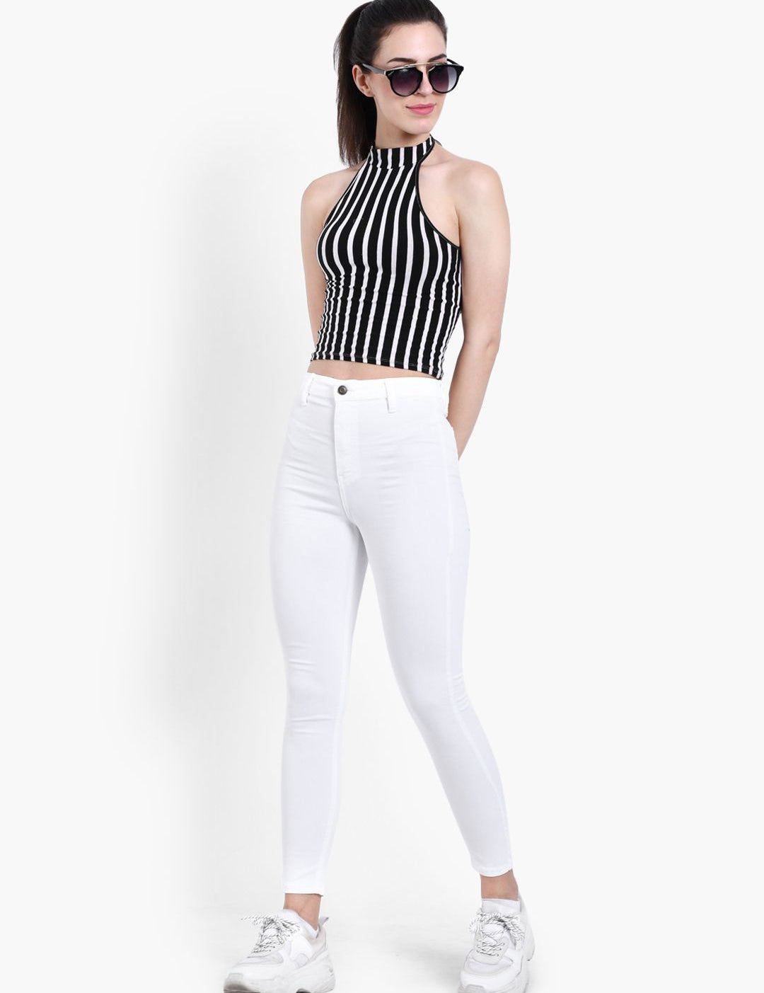 Kotty Women White Skinny Fit High-Rise Clean Look Stretchable Jeans