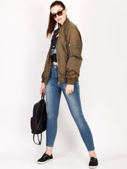 Kotty Women Brown Solid Insulator Bomber Jacket