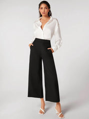 KOTTY BIZwear Women Relaxed Straight Fit High-Rise Easy Wash Trousers