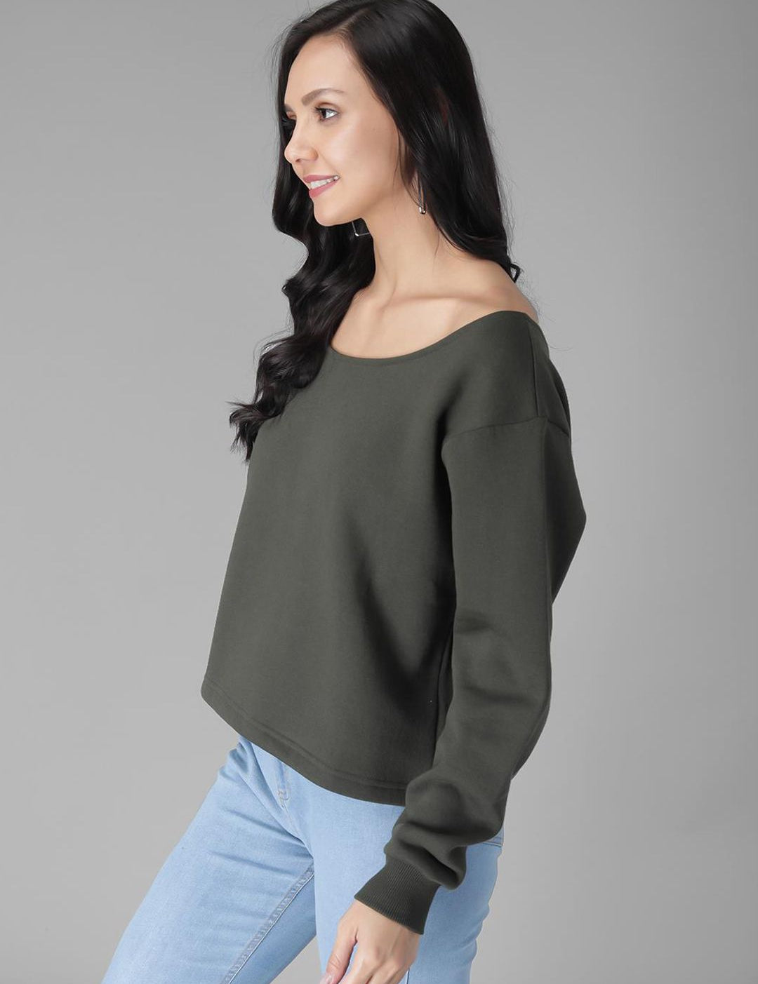 Kotty Women Green Solid Sweatshirt