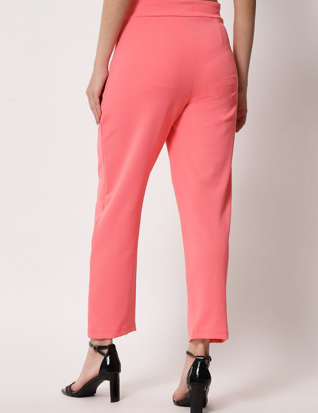 Kotty Women Pink Relaxed Straight Fit Easy Wash Trousers