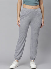 Kotty Women Grey Solid Straight-Fit Joggers