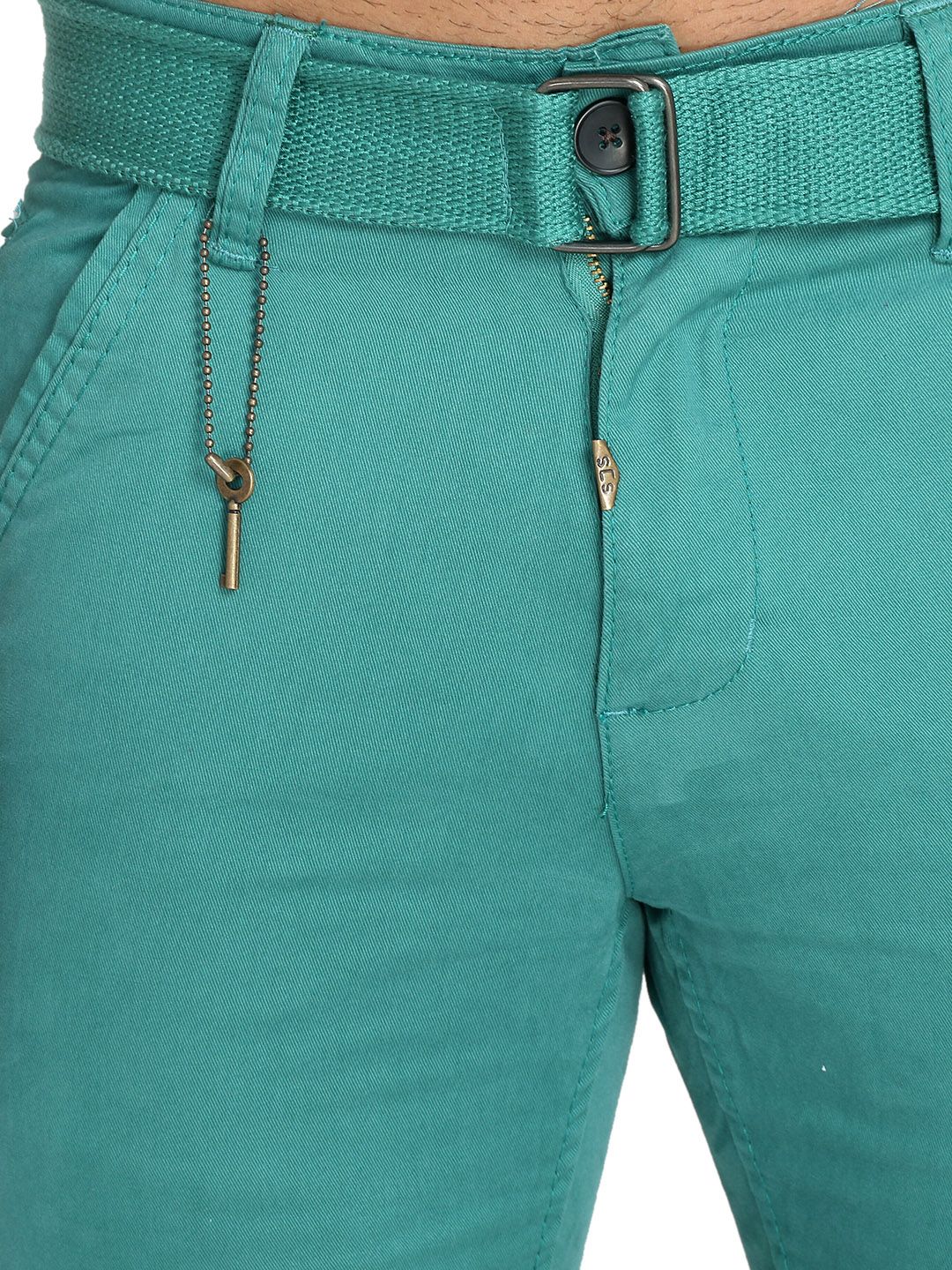 Kotty Men Turquoise Blue Solid Regular Fit Regular Shorts