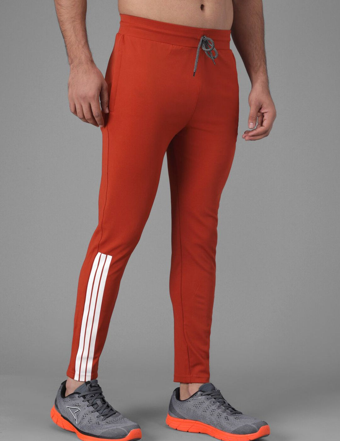 Kotty Men Orange & White Solid Track Pants