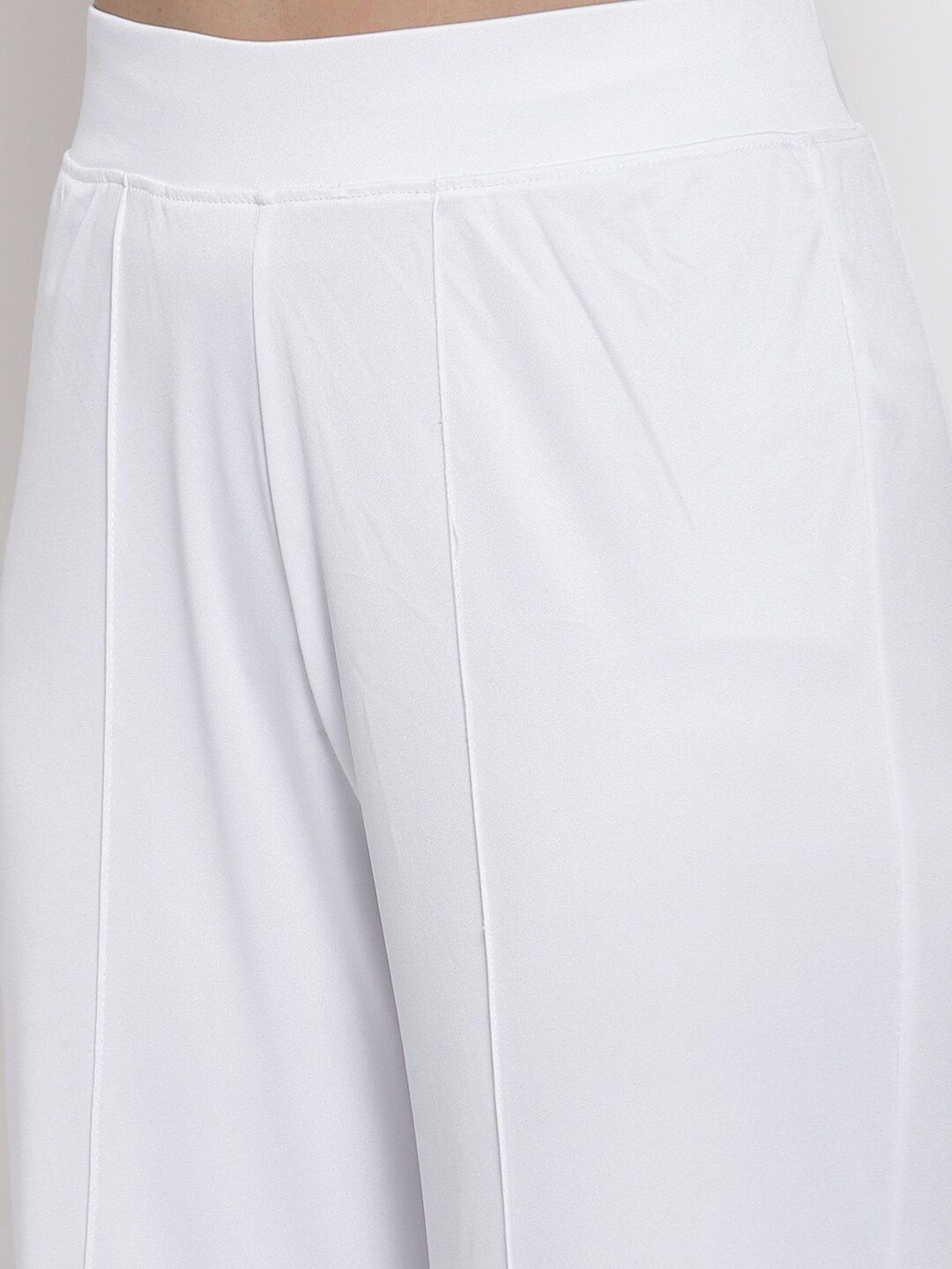Kotty Women White Flared High-Rise Parallel Trousers