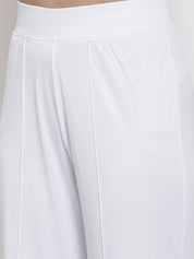 Kotty Women White Flared High-Rise Parallel Trousers