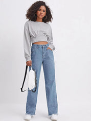 Kotty Women Blue Jean Straight Fit High-Rise Stretchable Jeans