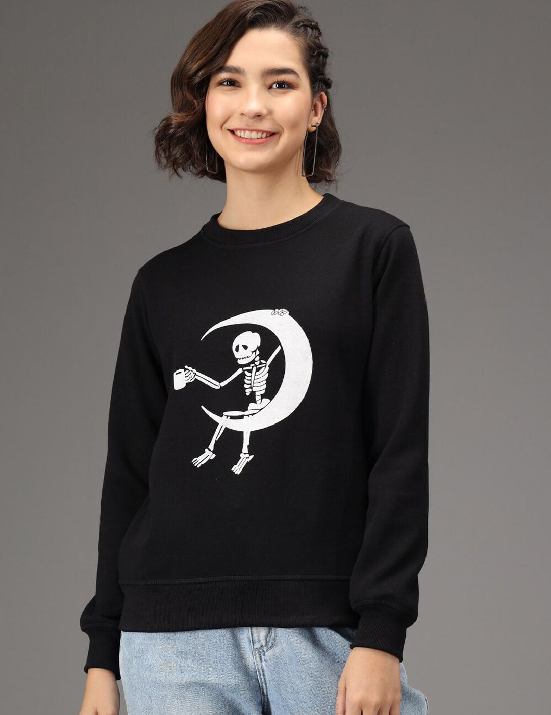 Kotty Women Black Printed Sweatshirt