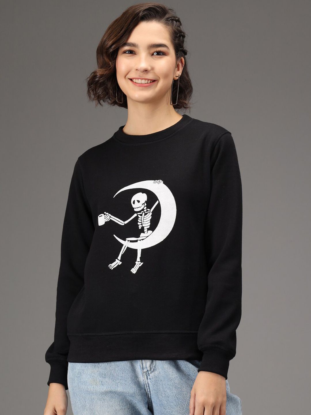 Kotty Women Black Printed Sweatshirt