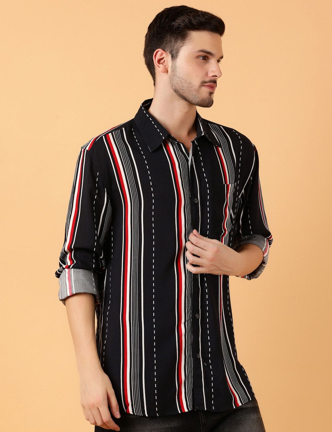Kotty Men Spread Collar Graphic Printed Casual Regular Fit Shirt