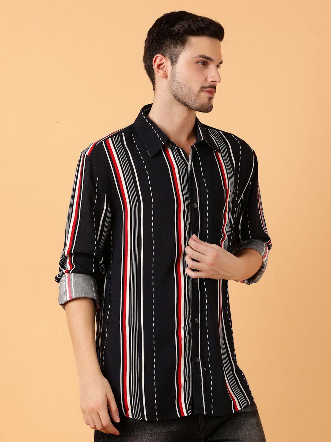 Kotty Men Spread Collar Graphic Printed Casual Regular Fit Shirt
