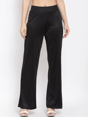 Kotty Women Black Flared High-Rise Bootcut Trousers
