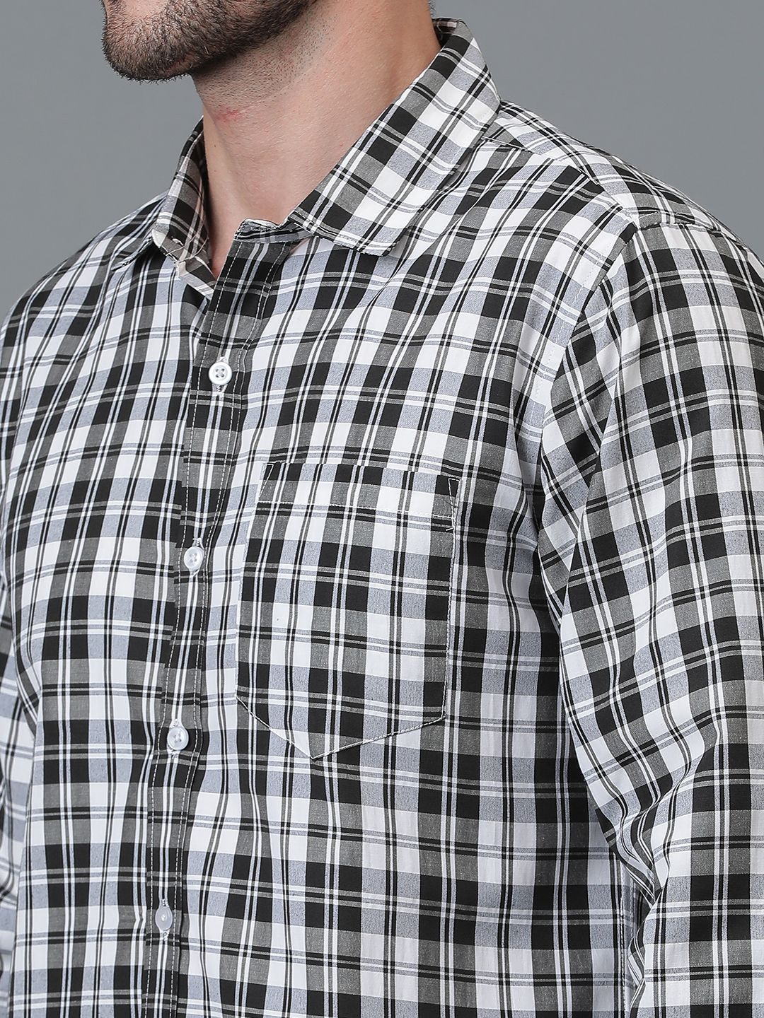 Kotty New Tartan Checks Spread Collar Casual Shirt